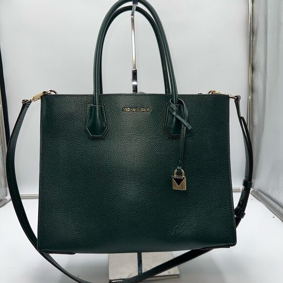 Michael Kors Mercer Large Saffiano Leather Tote Bag in Deep Green - Picture 1 of 16